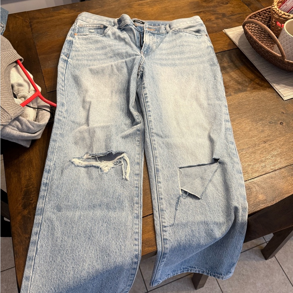 Express Straight Leg Distressed Jeans